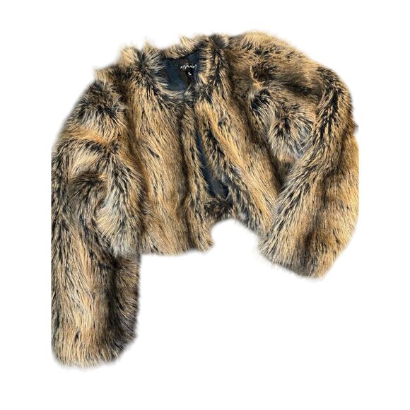 Say What? Size Small Cropped Faux Fur Jacket - Picture 1 of 5